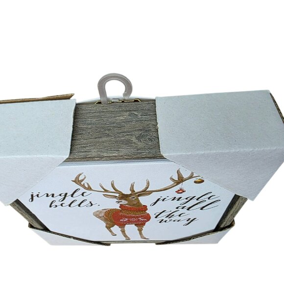 Holiday Reindeer Canvas Wall Art Wood Frame Sweater Jingle Bells Christmas Gift - Picture 2 of 7